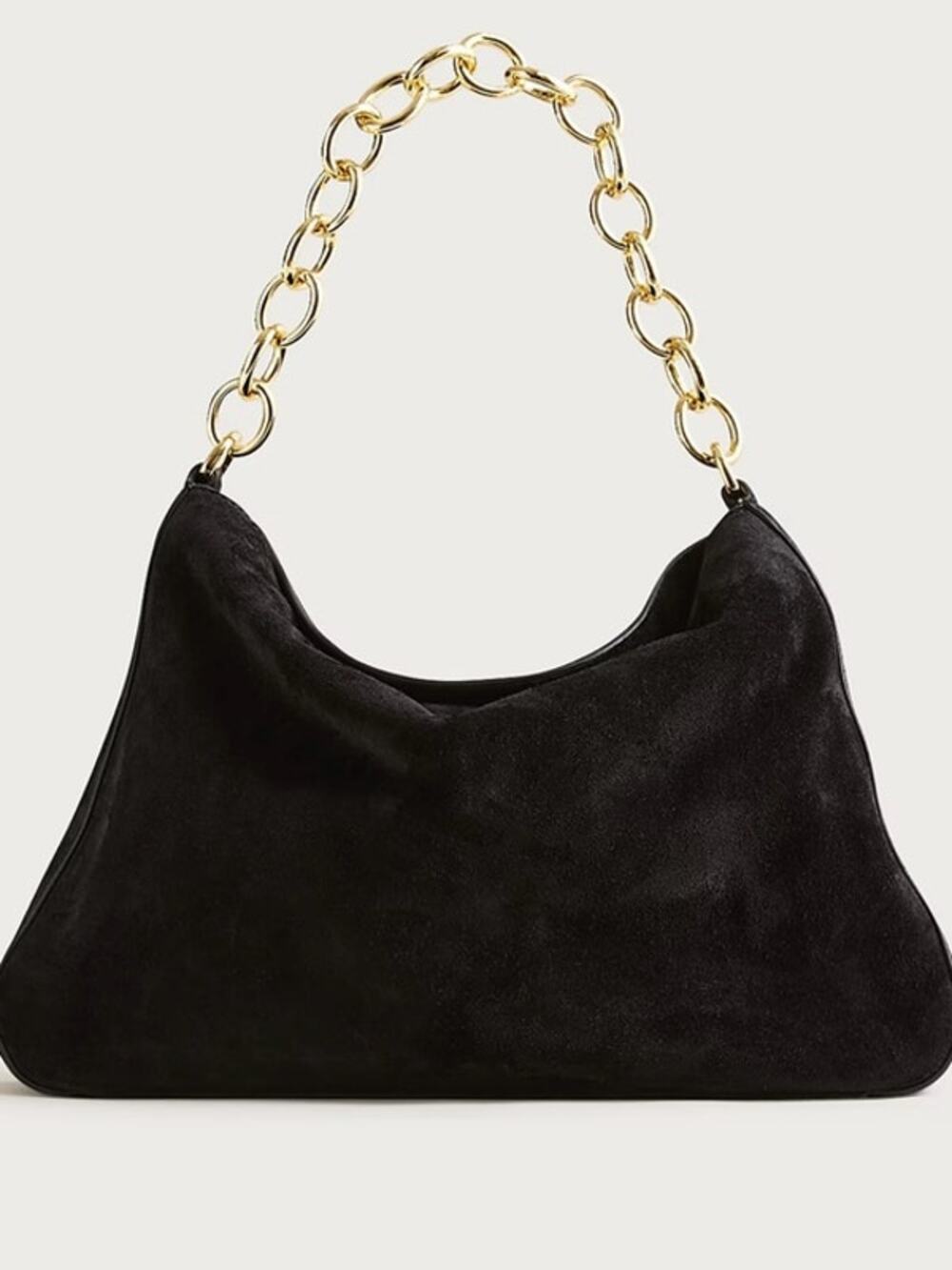 NEW J Crew Berkeley Chainlink Shoulder Bag in Black Suede